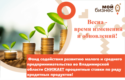 Фонд содействия развитию малого и среднего предпринимательства во Владимирской области СНИЖАЕТ процентные ставки по ряду кредитных продуктов!